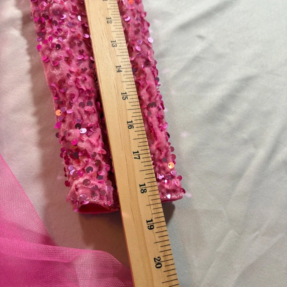 Alisa & Leo Sequin Tulle Party Dress Girls 11Y Pink Long Sleeve Special Occasion